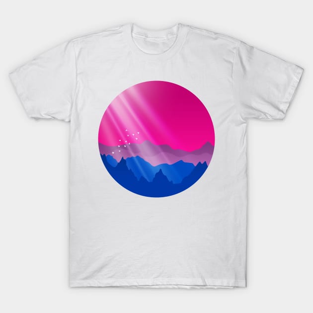 Bisexual Sunrise Mountains Landscape T-Shirt by Pridish